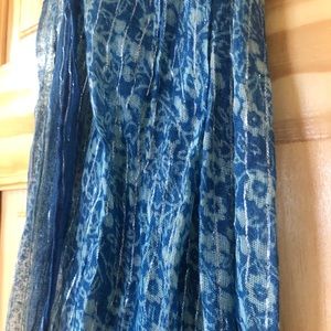Blue Silver Pattern Scarf